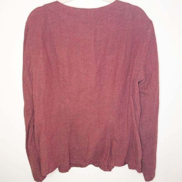 Flax Linen Button Up Shacket Lagenlook Blouse - Picture 4 of 6